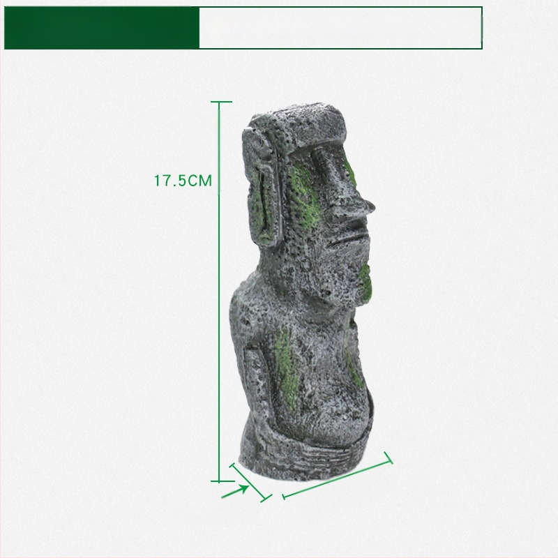 Cilvēka sejas akmens statuja Lieldienu salas sveķu akmens statuja zivju tvertnes ainavu rāpojošās kastes dekorācija ainavu akvārija statujas dekorācija