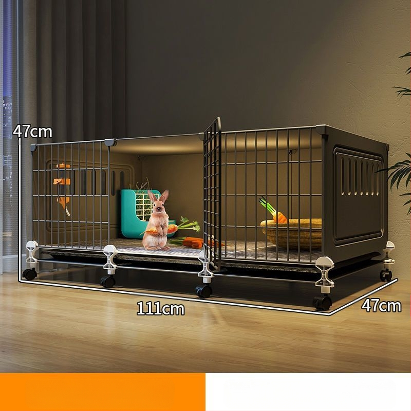 Küülikupuur majapidamiseks, eriti suur, kahekihiline, siseruumides kasutatav spetsiaalne automaatne sõnnikupuhastuspuur, kahekihiline platvorm, väike villa