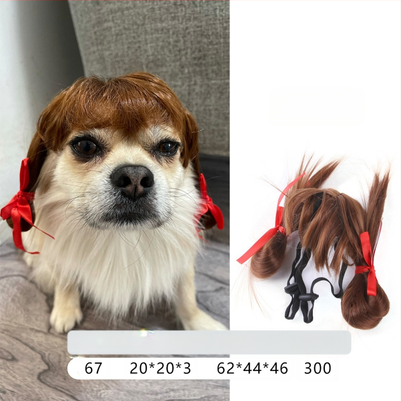 Naminio gyvūnėlio perukas, šuns, katės, tvarkingi kirpčiukai, sprogstamoji galva, meškiuko suknelė, juokingi šventiniai reikmenys