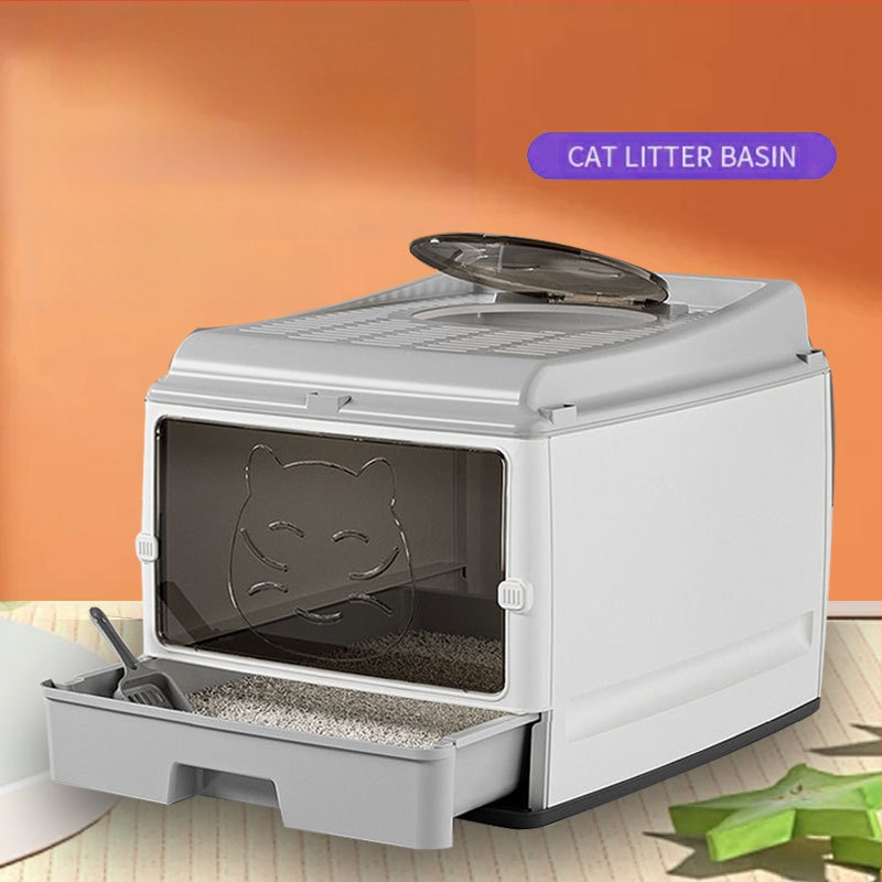 Predimenzionirani, potpuno zatvoreni umivaonik za mačji posip, dvostruka vrata, nadograđeni mačji WC, predimenzionirani prostor, bezbrižan, otporan na mirise, sprječavanje bočnog curenja