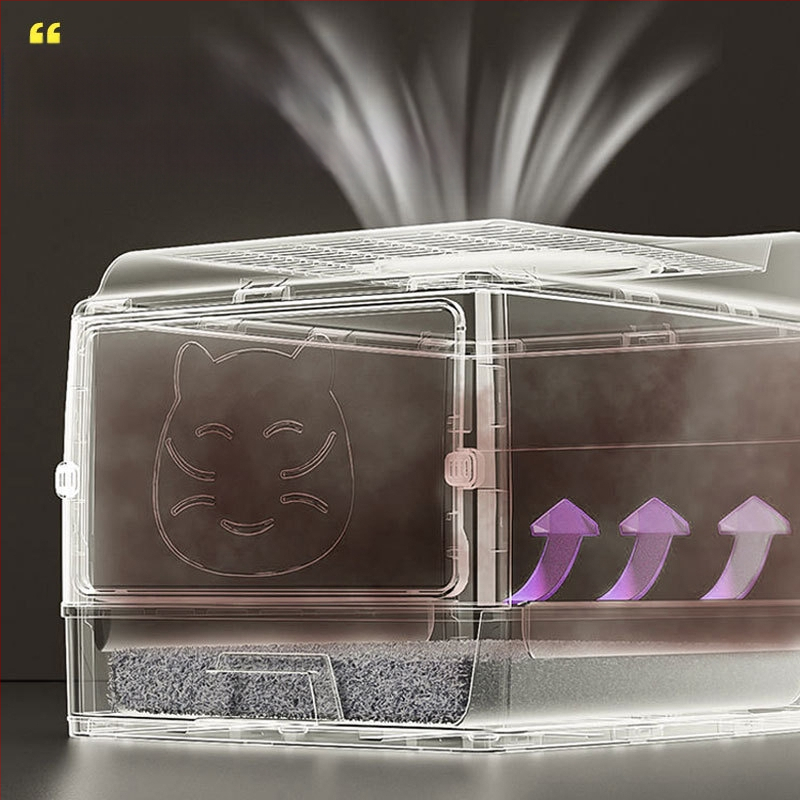 Predimenzionirani, potpuno zatvoreni umivaonik za mačji posip, dvostruka vrata, nadograđeni mačji WC, predimenzionirani prostor, bezbrižan, otporan na mirise, sprječavanje bočnog curenja