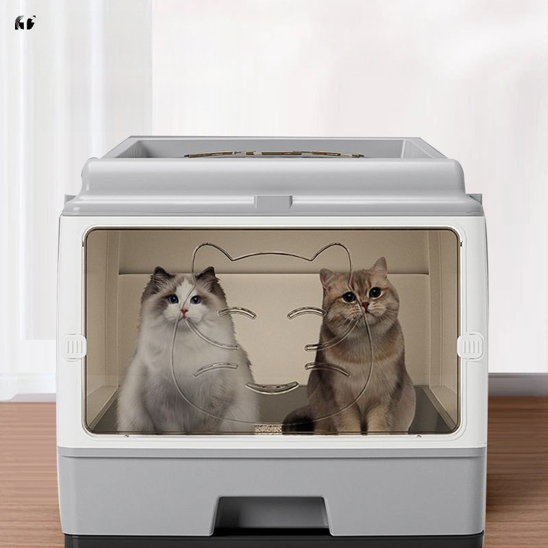 Predimenzionirani, potpuno zatvoreni umivaonik za mačji posip, dvostruka vrata, nadograđeni mačji WC, predimenzionirani prostor, bezbrižan, otporan na mirise, sprječavanje bočnog curenja