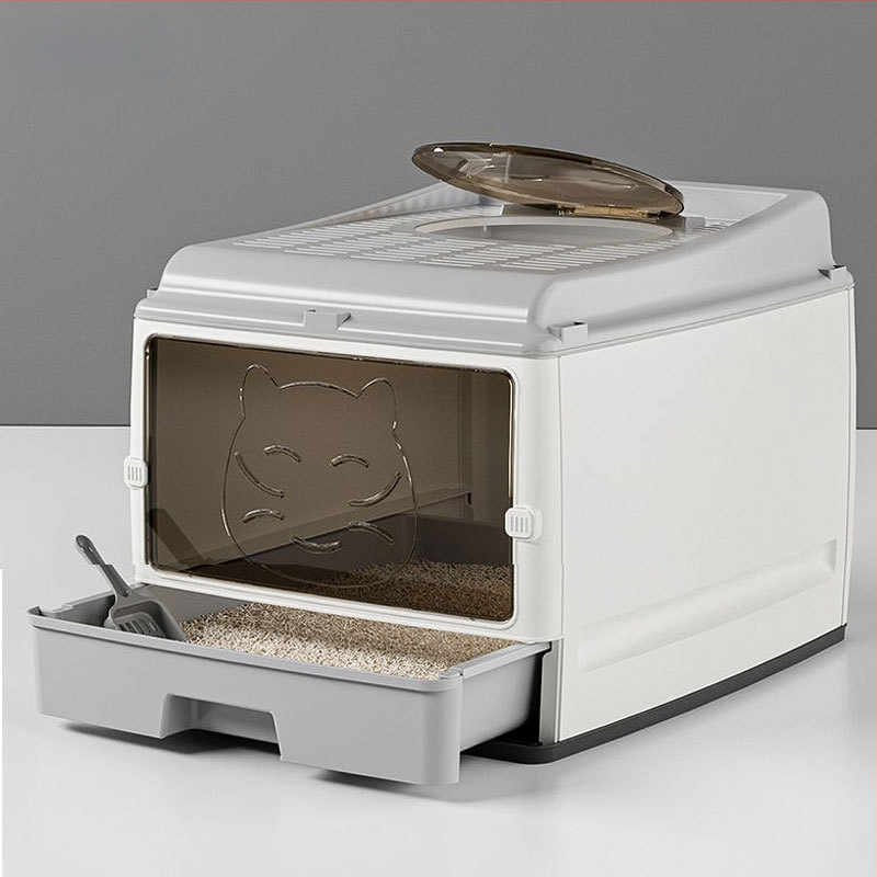 Predimenzionirani, potpuno zatvoreni umivaonik za mačji posip, dvostruka vrata, nadograđeni mačji WC, predimenzionirani prostor, bezbrižan, otporan na mirise, sprječavanje bočnog curenja
