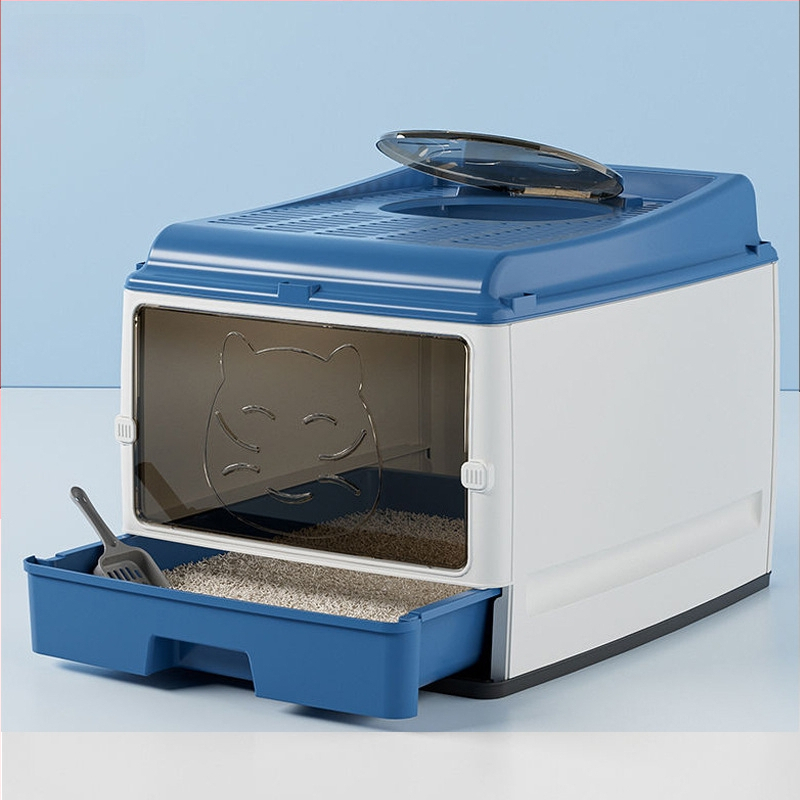 Predimenzionirani, potpuno zatvoreni umivaonik za mačji posip, dvostruka vrata, nadograđeni mačji WC, predimenzionirani prostor, bezbrižan, otporan na mirise, sprječavanje bočnog curenja