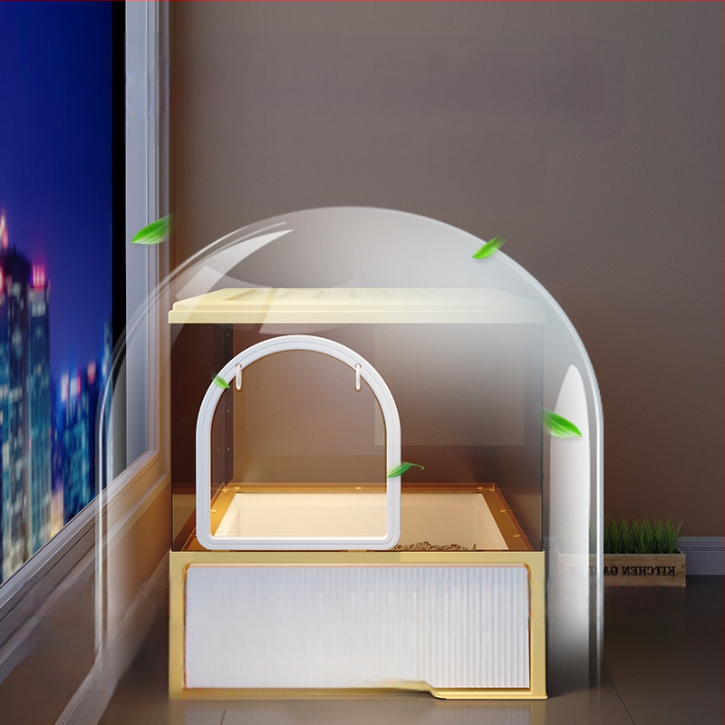 Macskaalomtál Teljesen zárt Szagmentes Fiókos Nagyméretű Fröccsenésgátló Macska WC Homoktakaró Bébi macskaalomtál Macskaalomtál