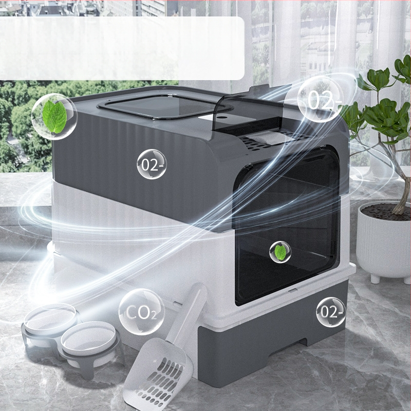 Mačji WC br. Potpuno poluzatvoreni WC za mačiće Kutija za mačji WC Integrirani kavez za mačke Kutija za mačji WC otporna na prskanje