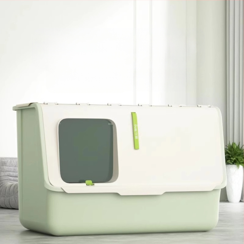 Shouai extra nagy, teljesen zárt macskavécé, macskák be- és kijuttatása bábmacskáknak, alomgátló, nyitott macskaalomtál