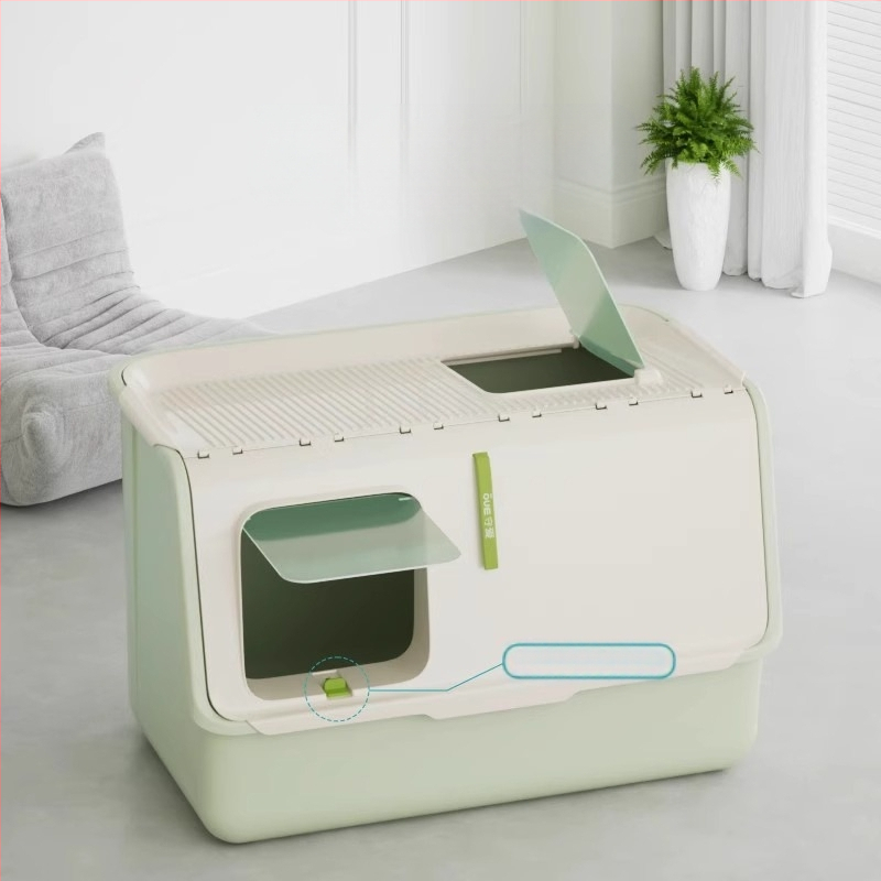 Shouai extra nagy, teljesen zárt macskavécé, macskák be- és kijuttatása bábmacskáknak, alomgátló, nyitott macskaalomtál