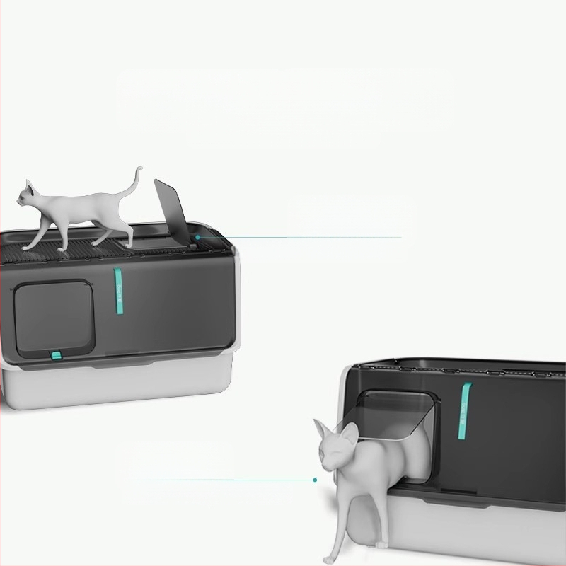 Shouai extra nagy, teljesen zárt macskavécé, macskák be- és kijuttatása bábmacskáknak, alomgátló, nyitott macskaalomtál