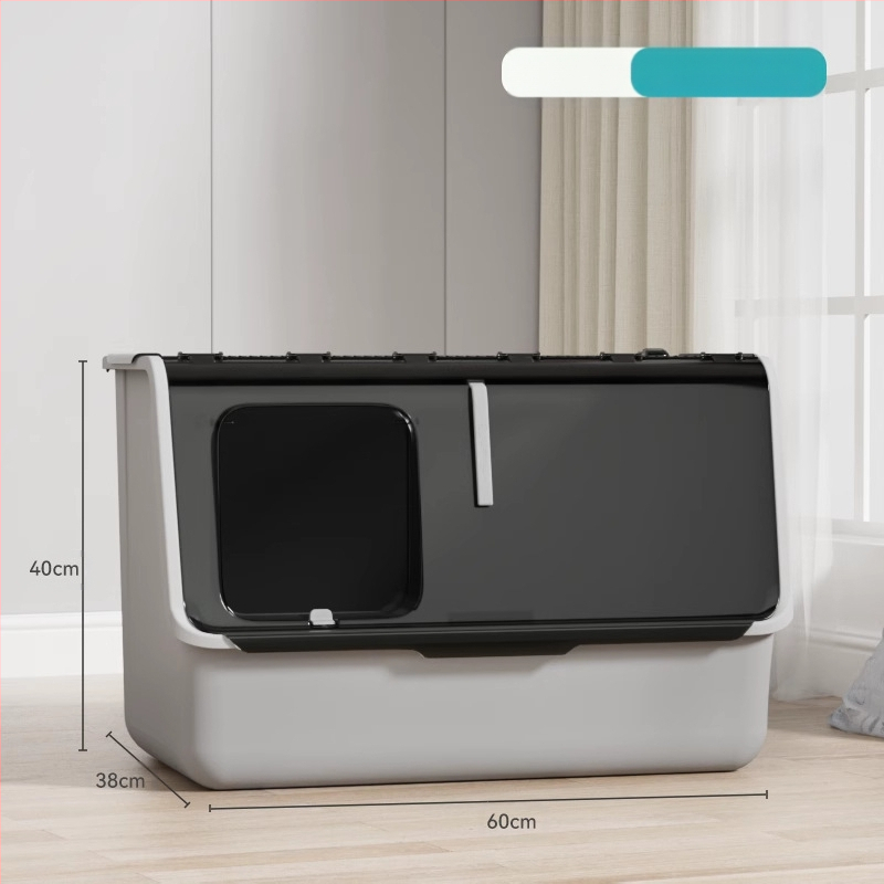 Shouai extra nagy, teljesen zárt macskavécé, macskák be- és kijuttatása bábmacskáknak, alomgátló, nyitott macskaalomtál