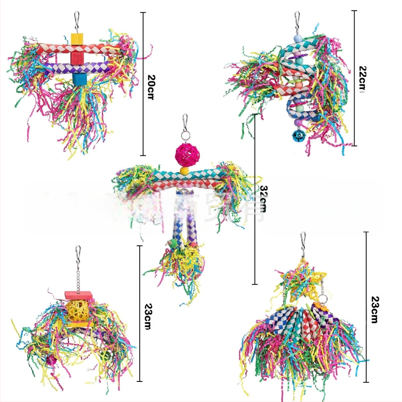 Комплект от 5 части играчка папагал, дъвчаща играчка, играчка за рисуване, комплект за пръсти, Zanthoxylum Bungeanum, дървена хартиена копринена плетена тръбичка