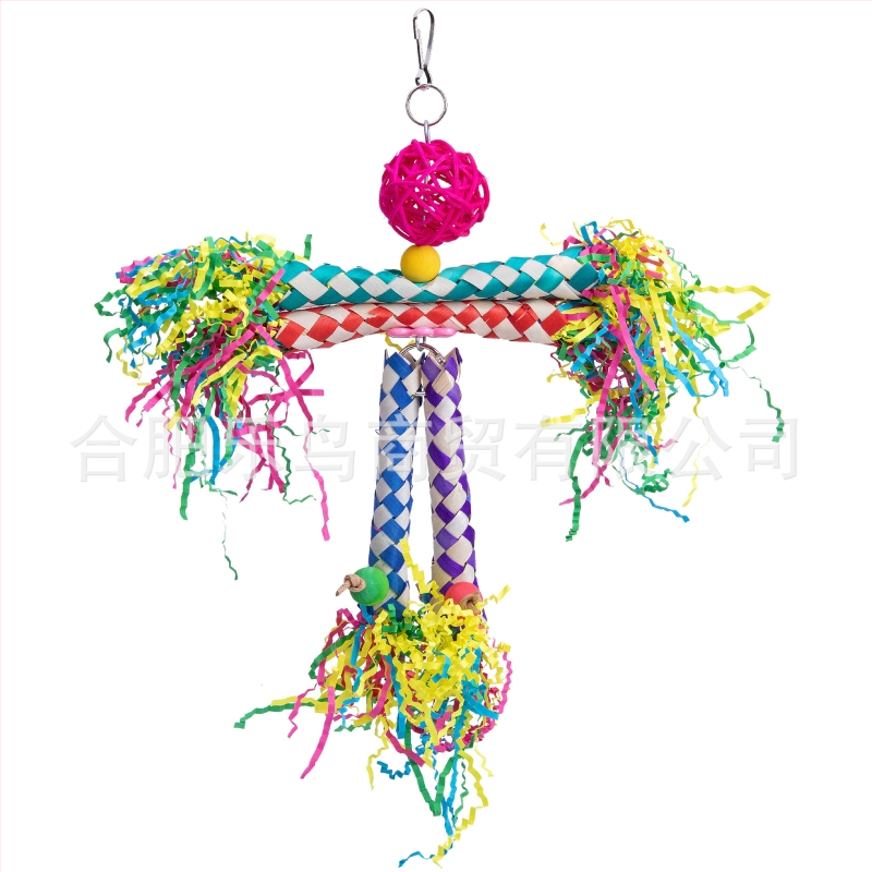 Комплект от 5 части играчка папагал, дъвчаща играчка, играчка за рисуване, комплект за пръсти, Zanthoxylum Bungeanum, дървена хартиена копринена плетена тръбичка