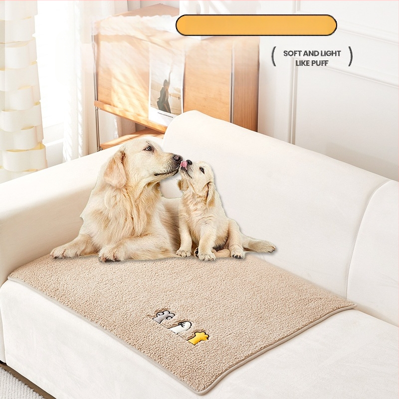 Постелка за развъдник, есен и зима, топла, подплатена, агнешка кадифена постелка за развъдник, неплъзгаща се постелка за котки и кучета, одеяло за домашни любимци на едро
