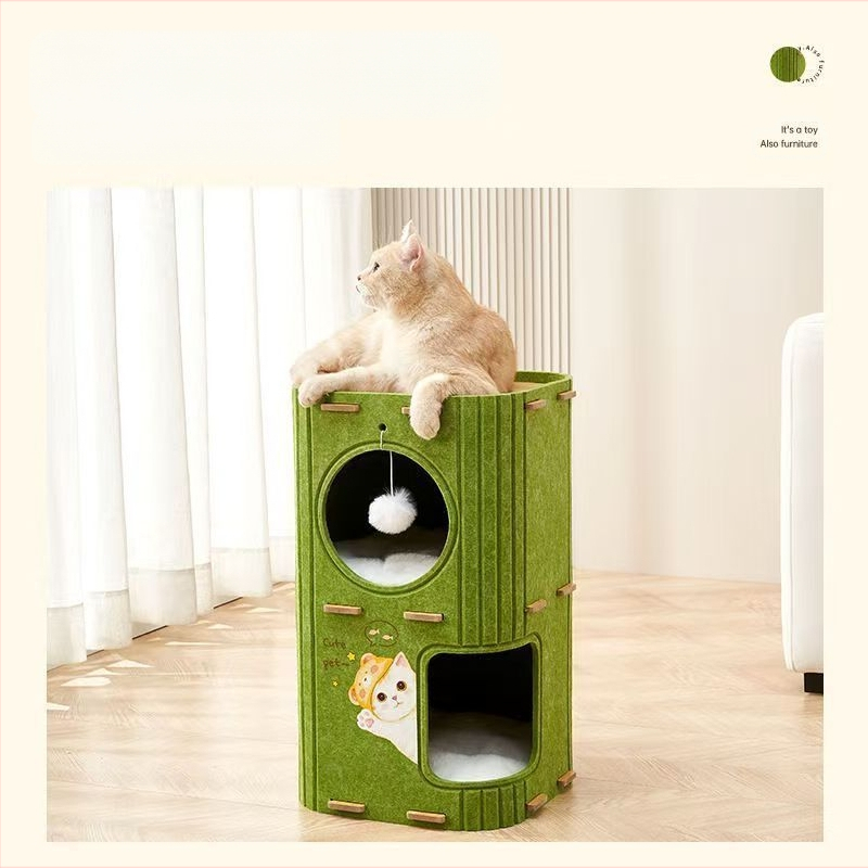 [8218 Narodna kolekcija] Okvir za penjanje za mačke, mačje drvo s integriranom rupom za mačje drvo, dvoslojno, višeslojno mačje gnijezdo za održavanje topline zimi