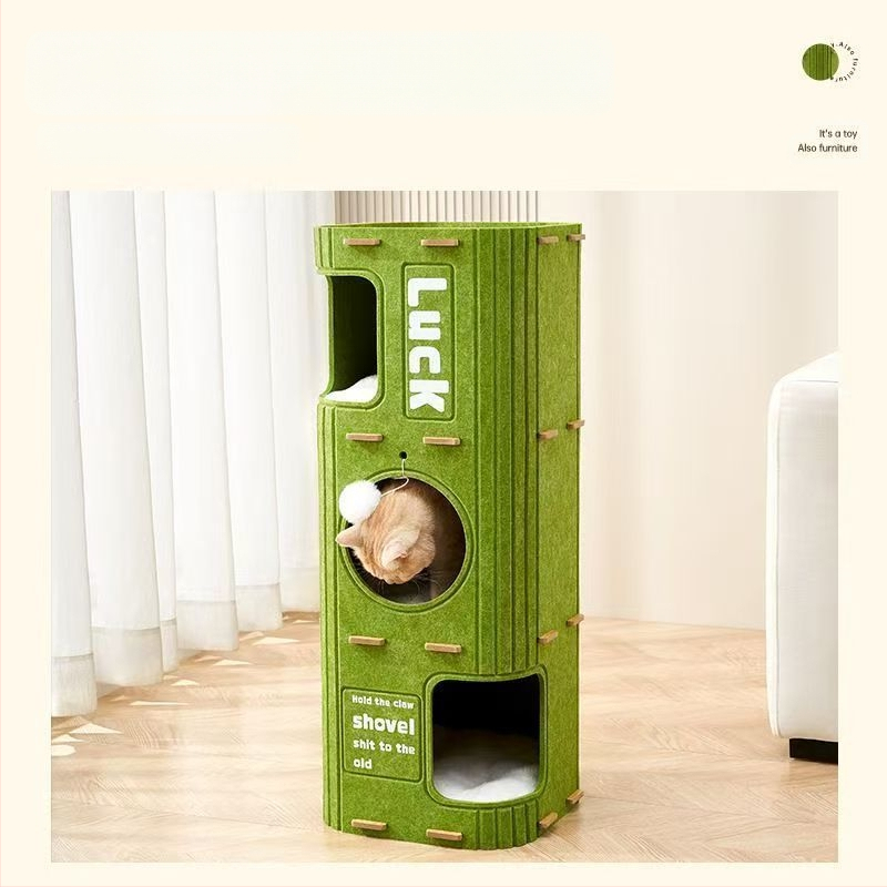 [8218 Narodna kolekcija] Okvir za penjanje za mačke, mačje drvo s integriranom rupom za mačje drvo, dvoslojno, višeslojno mačje gnijezdo za održavanje topline zimi