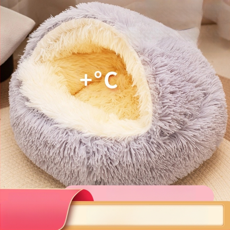 Veleprodaja školjkastog gnijezda poluzatvorenog gnijezda za kućne ljubimce plišanog okruglog prostirke za kućne ljubimce zimsko toplo mačje gnijezdo ugriz nije trulo pseće gnijezdo