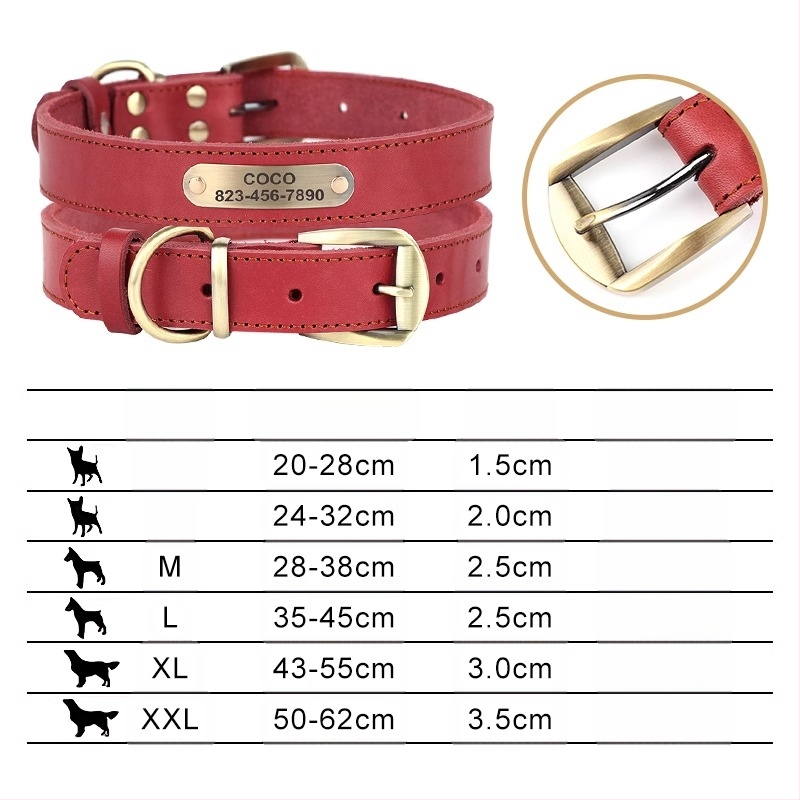 Kutyanyakörv, húzókötél, marhabőr, kutyamárka, gravírozás, veszteséggátló, arany-retriever, középső és nagytestű kutyáknak való nyakgyűrű