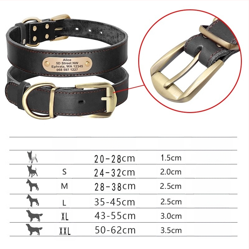 Kutyanyakörv, húzókötél, marhabőr, kutyamárka, gravírozás, veszteséggátló, arany-retriever, középső és nagytestű kutyáknak való nyakgyűrű