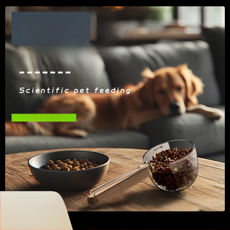 Új, fa nyéllel ellátott macskaeledel kanál macskaeledel kanál klipsszel macska- és kutyaeledel kellékek eledellapát kutyaeledel kanál kisállat kellékek