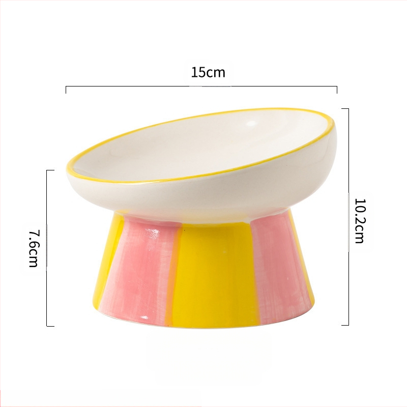 Slatka keramička zdjela za mačke u stilu Ins, visoka zaštita za vrat, kosa usta, zdjela za hranu za pse, zdjela za piće, zdjela za rižu za kućne ljubimce, otporna na udarce