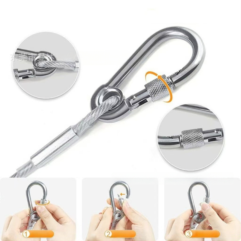 Kummikattega paks terastross lemmikloomade veojõuköis mutriga lukuga koera pandlaga välistingimustes kasutatava lemmiklooma köie hammustuskindlus