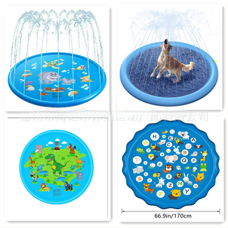 Vaikiškas lauko vandens kilimėlis „Spot 100CM 150C 170CM“ su nėrinių raštu ir užrašu, skirtas delfinams, naminių gyvūnėlių vandens kilimėlis