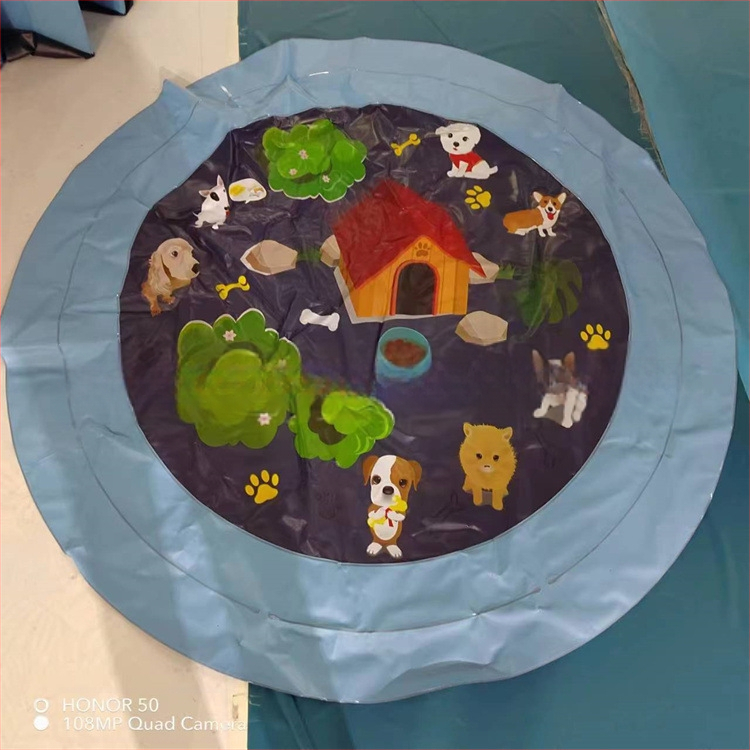 Vaikiškas lauko vandens kilimėlis „Spot 100CM 150C 170CM“ su nėrinių raštu ir užrašu, skirtas delfinams, naminių gyvūnėlių vandens kilimėlis