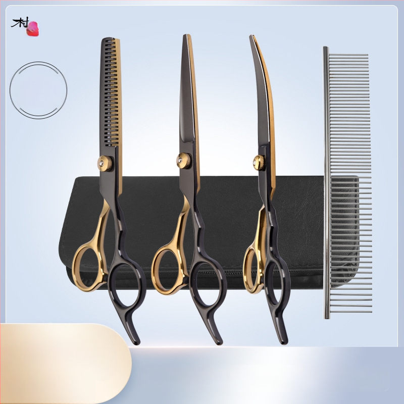 Lemmikloomade ilu koera käärid pügamisriist spetsiaalne karvalõikuskomplekt koerakarvade kõverad käärid teddy pügamise artefakt