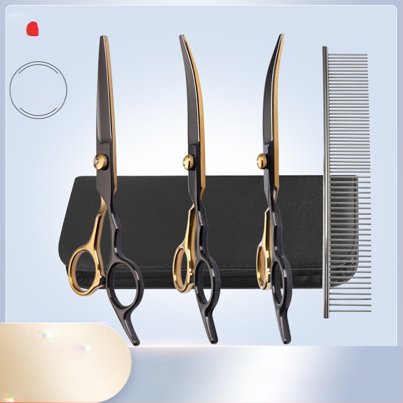 Lemmikloomade ilu koera käärid pügamisriist spetsiaalne karvalõikuskomplekt koerakarvade kõverad käärid teddy pügamise artefakt