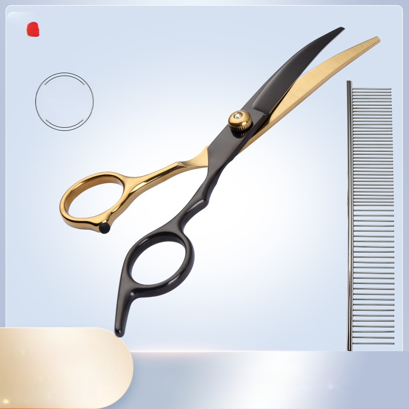 Lemmikloomade ilu koera käärid pügamisriist spetsiaalne karvalõikuskomplekt koerakarvade kõverad käärid teddy pügamise artefakt