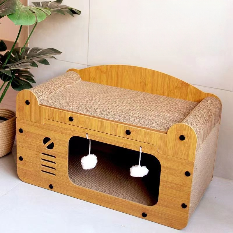 Macskakaparó tábla, kopásálló macskafészek, függőleges karomkanapé, hullámpapír, négy évszakos univerzális játék macskaház villa