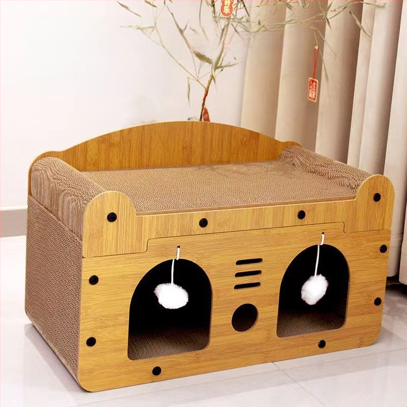 Macskakaparó tábla, kopásálló macskafészek, függőleges karomkanapé, hullámpapír, négy évszakos univerzális játék macskaház villa