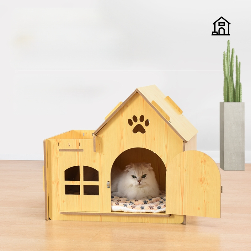 Drveni krevet za kućne ljubimce, mačje gnijezdo od punog drva, krevet za mačke četiri godišnja doba, univerzalni krevet za male pse, oprema za kućne ljubimce preko granice, ekskluzivno
