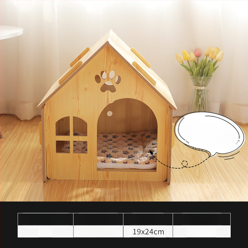 Drveni krevet za kućne ljubimce, mačje gnijezdo od punog drva, krevet za mačke četiri godišnja doba, univerzalni krevet za male pse, oprema za kućne ljubimce preko granice, ekskluzivno