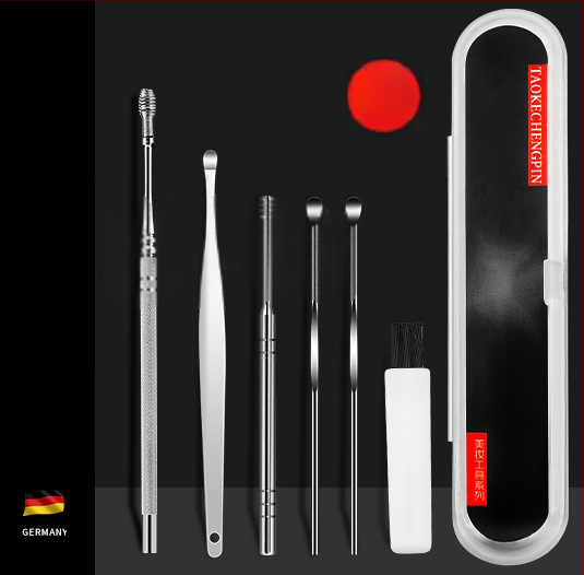 Kõrvakaevamise lusikakomplekt kõrvakaevamise artefakt professionaalne kõrvavaigu pandlaga kõrvakaevamise tööriist lastele ja täiskasvanutele