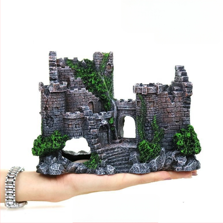 Ruiqi akvārijs Radoša zivju tvertne Ainavas pils Simulācija Durvju Arka Zivju un garneļu Ceļojumu Bēgšanas Māja Sveķu Ainavas Pils