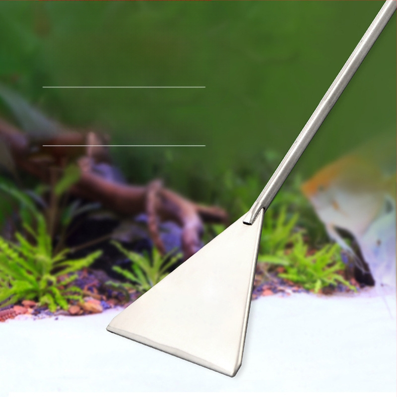 Perie de curățare a acvariului, instrumente acvatice, lopată plată din oțel inoxidabil, răzuitor de mușchi, îndepărtarea algelor acvatice, lopată pentru acvariu