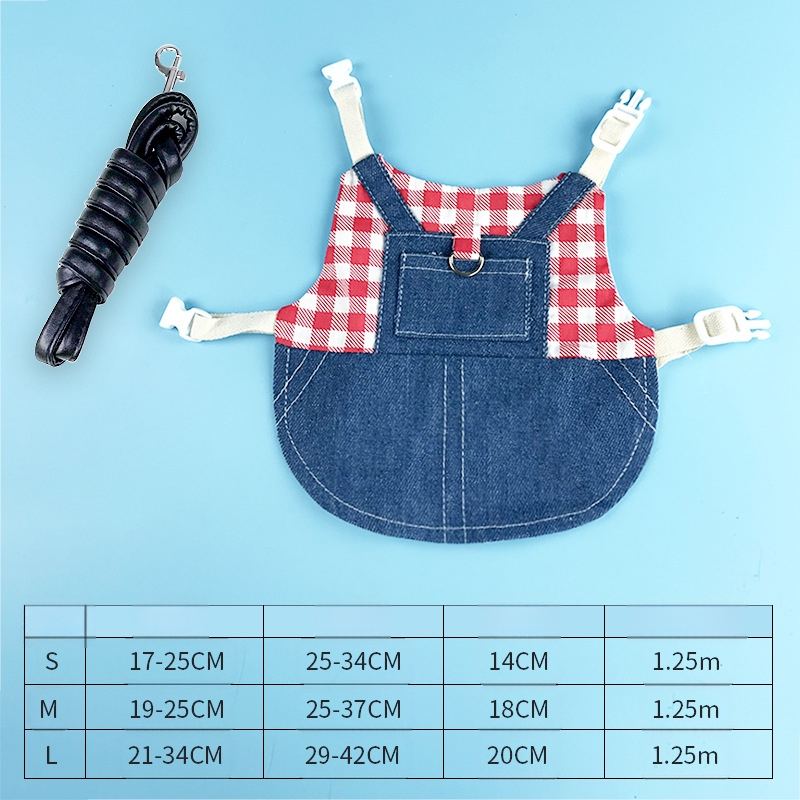 Каишка за домашен любимец заек, аксесоари за дрехи с кльощави зайци, джудже заек, бебе заек, дънкови дрехи, каишка заек