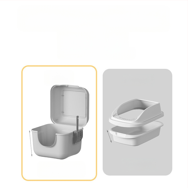 Preklopna kutija za mačji pijesak, potpuno zatvorena kutija za mačji pijesak protiv prskanja, velika kutija za mačji WC s gornjim dijelom prema naprijed