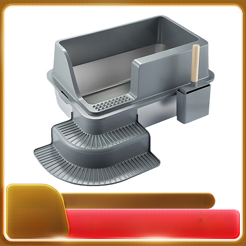 Amazonova najprodavanija kutija za mačji pijesak od nehrđajućeg čelika, ekstra velika, otporna na prskanje, poluzatvorena, sa stepenicama, Abs, uključuje lopaticu za mačke