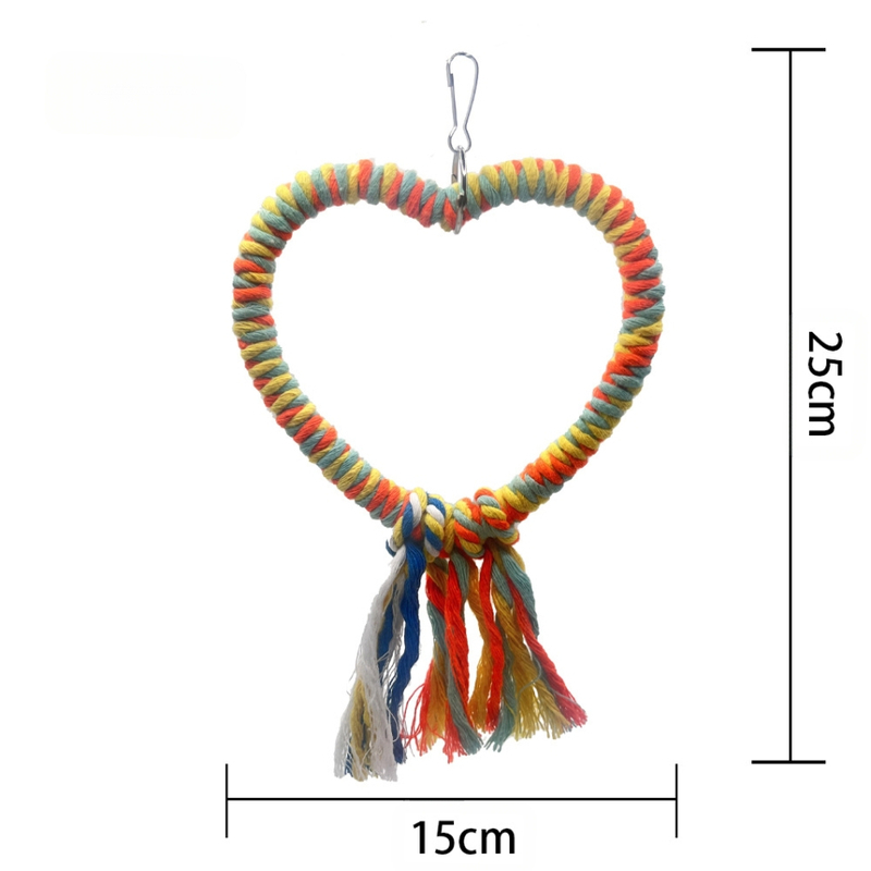Любовна форма памучно въже люлка цвят птица играчка папагал кацнал катерене клюн шлайфане стойка клетка за птици декоративни аксесоари на едро