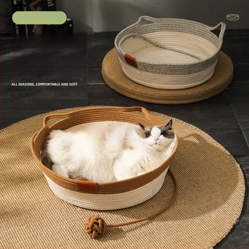 Okruglo gnijezdo za mačke od ratana, ručno pleteno gnijezdo od ratana u japanskom stilu, okrugla prostirka za pse, veleprodaja preko granice
