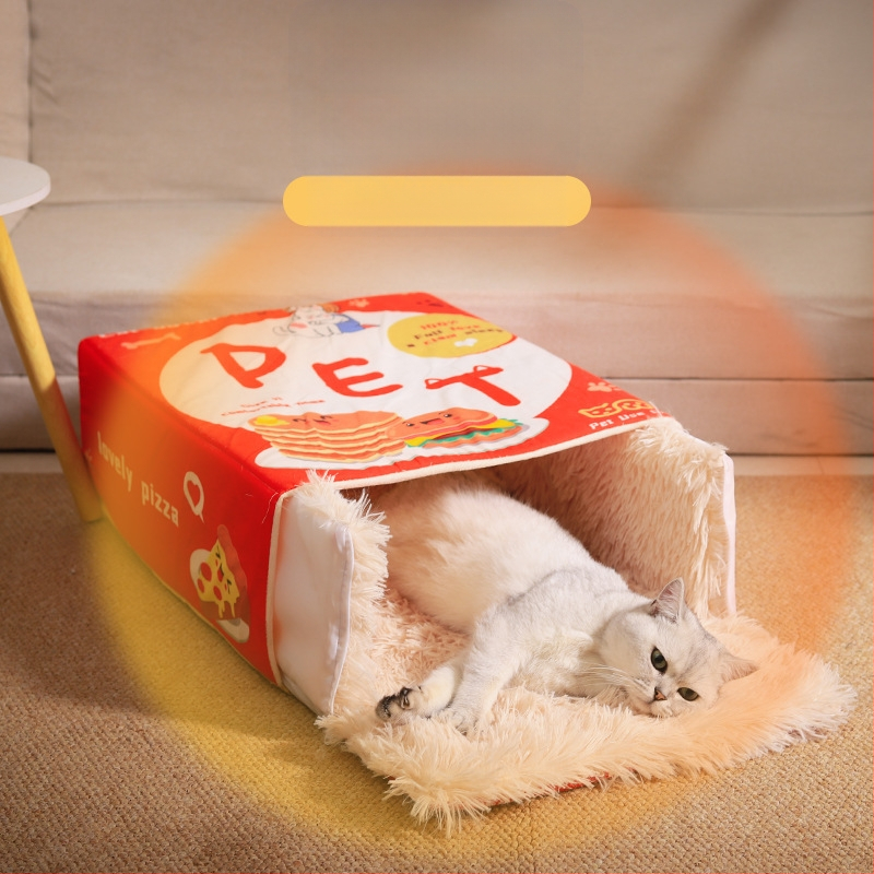 Внимателно подбрана кутия за закуски с анимационни филми, правоъгълно легло за котешко гнездо, напълно затворена кутия за бисквити, универсално гнездо за домашни любимци за четири сезона