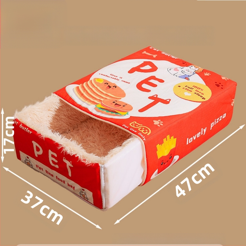 Внимателно подбрана кутия за закуски с анимационни филми, правоъгълно легло за котешко гнездо, напълно затворена кутия за бисквити, универсално гнездо за домашни любимци за четири сезона