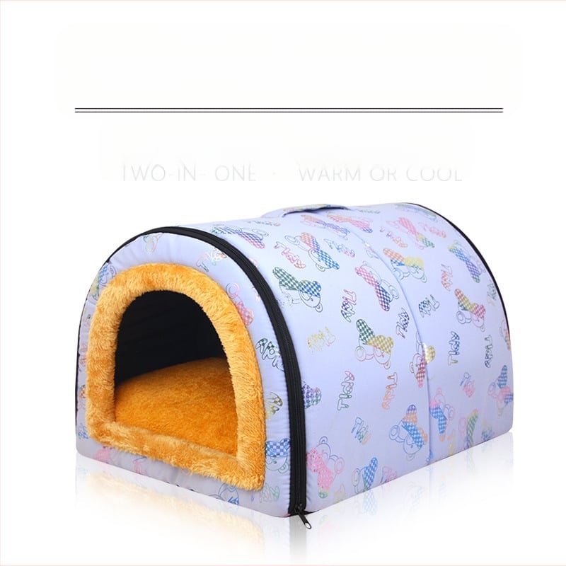Cuib de pisici de dimensiuni mici și mijlocii, detașabil și lavabil, îngroșat, cald, semi-închis, detașabil și lavabil, cu dublă utilizare, cuib de animale de companie universale pentru patru anotimpuri