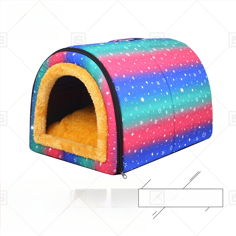 Cuib de pisici de dimensiuni mici și mijlocii, detașabil și lavabil, îngroșat, cald, semi-închis, detașabil și lavabil, cu dublă utilizare, cuib de animale de companie universale pentru patru anotimpuri