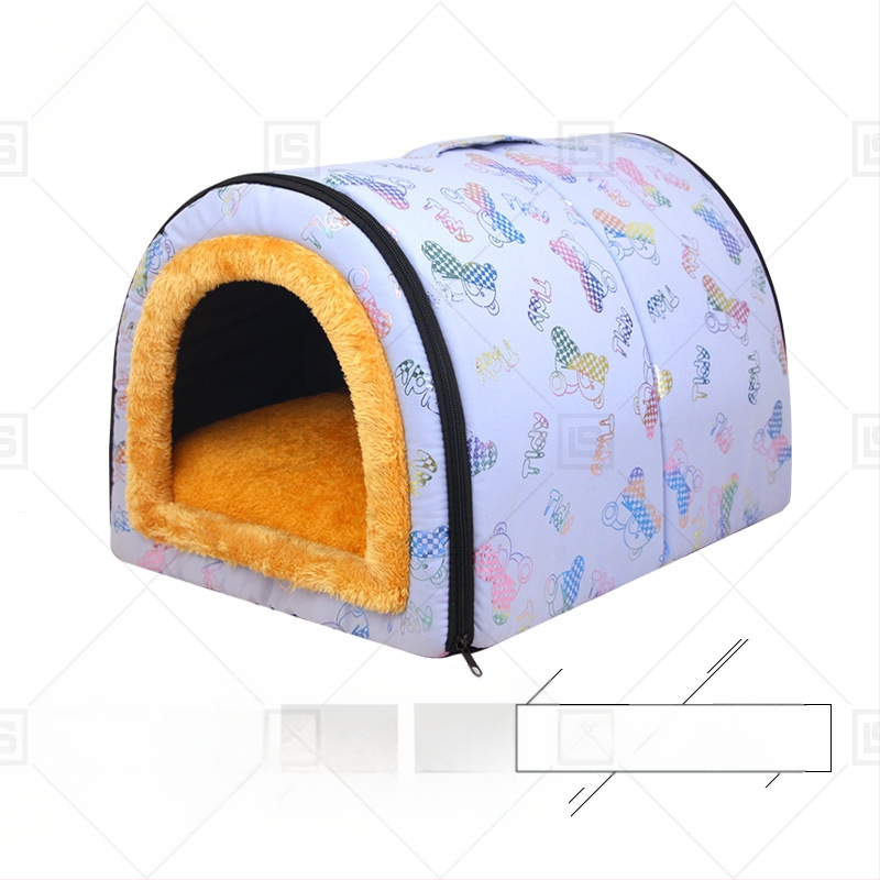 Cuib de pisici de dimensiuni mici și mijlocii, detașabil și lavabil, îngroșat, cald, semi-închis, detașabil și lavabil, cu dublă utilizare, cuib de animale de companie universale pentru patru anotimpuri