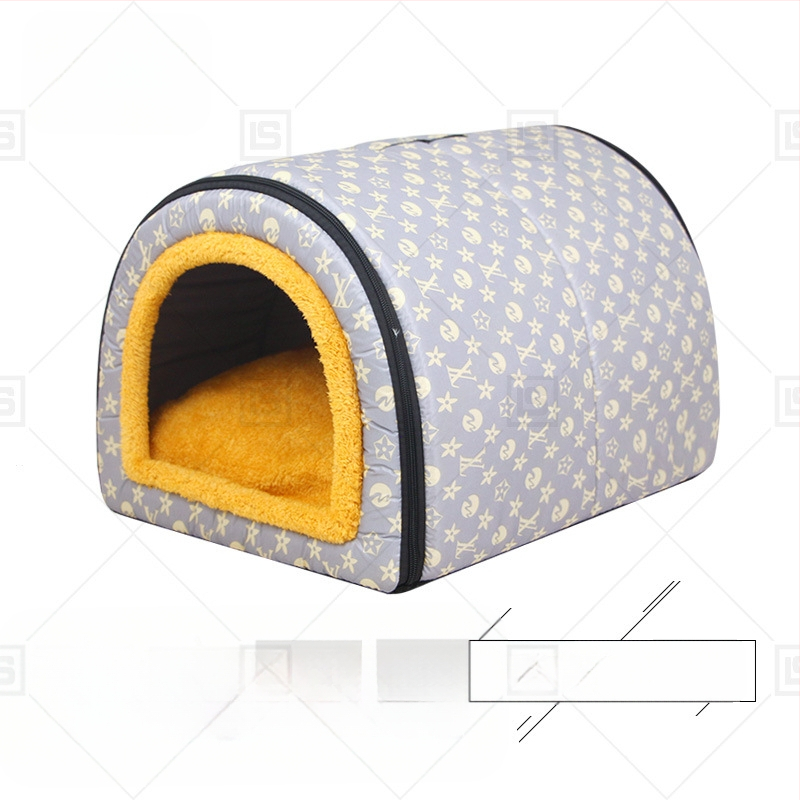 Cuib de pisici de dimensiuni mici și mijlocii, detașabil și lavabil, îngroșat, cald, semi-închis, detașabil și lavabil, cu dublă utilizare, cuib de animale de companie universale pentru patru anotimpuri