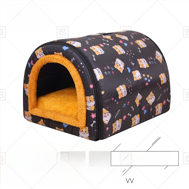 Cuib de pisici de dimensiuni mici și mijlocii, detașabil și lavabil, îngroșat, cald, semi-închis, detașabil și lavabil, cu dublă utilizare, cuib de animale de companie universale pentru patru anotimpuri