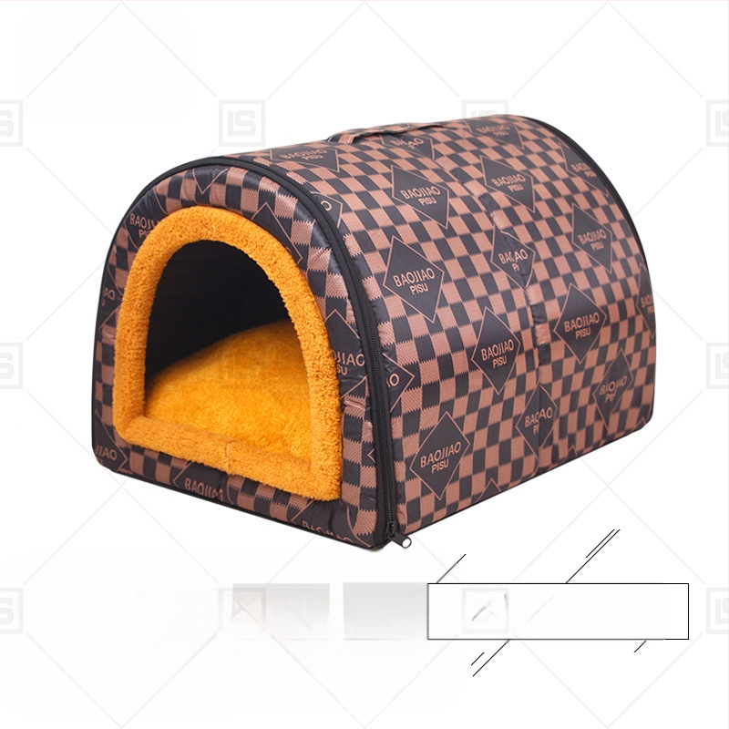 Cuib de pisici de dimensiuni mici și mijlocii, detașabil și lavabil, îngroșat, cald, semi-închis, detașabil și lavabil, cu dublă utilizare, cuib de animale de companie universale pentru patru anotimpuri